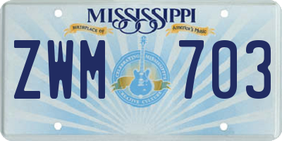 MS license plate ZWM703