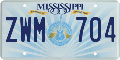 MS license plate ZWM704