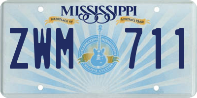 MS license plate ZWM711