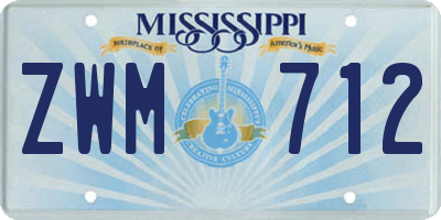 MS license plate ZWM712