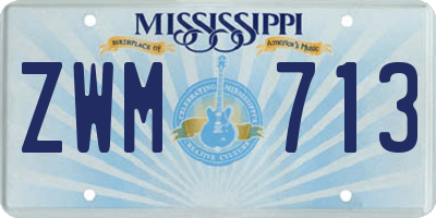 MS license plate ZWM713