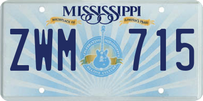 MS license plate ZWM715