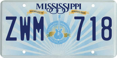 MS license plate ZWM718