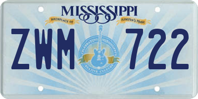 MS license plate ZWM722
