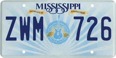 MS license plate ZWM726