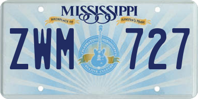 MS license plate ZWM727