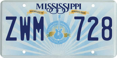 MS license plate ZWM728