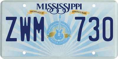 MS license plate ZWM730