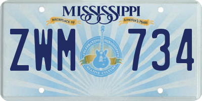 MS license plate ZWM734