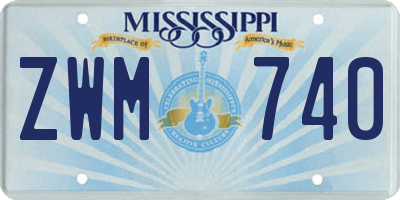 MS license plate ZWM740