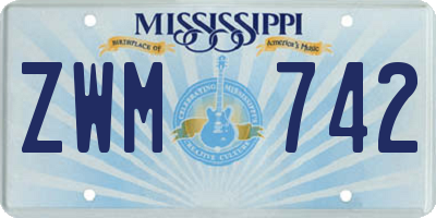 MS license plate ZWM742