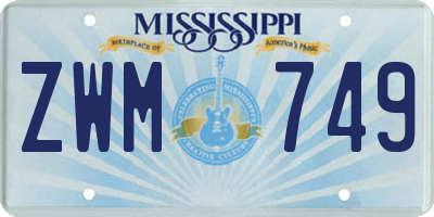 MS license plate ZWM749