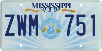MS license plate ZWM751