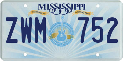 MS license plate ZWM752
