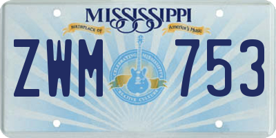 MS license plate ZWM753