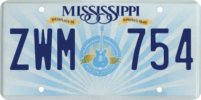 MS license plate ZWM754