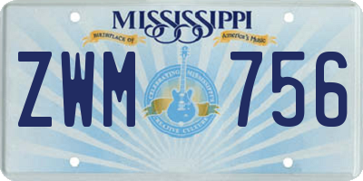 MS license plate ZWM756