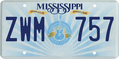MS license plate ZWM757