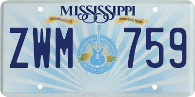 MS license plate ZWM759