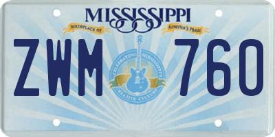 MS license plate ZWM760