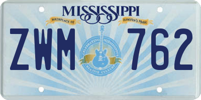 MS license plate ZWM762