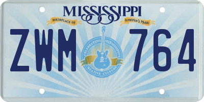 MS license plate ZWM764