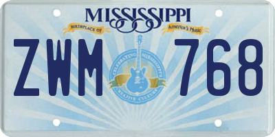 MS license plate ZWM768