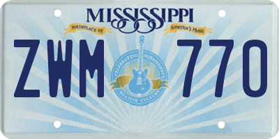 MS license plate ZWM770