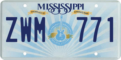 MS license plate ZWM771