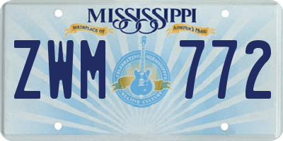 MS license plate ZWM772