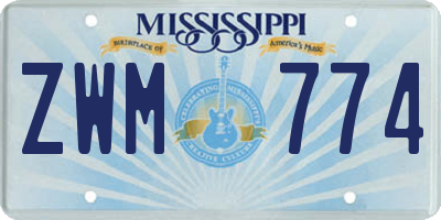 MS license plate ZWM774