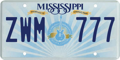 MS license plate ZWM777