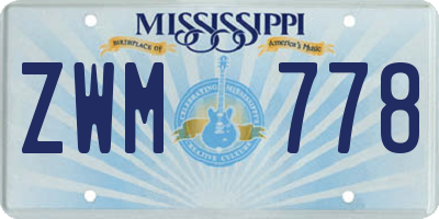MS license plate ZWM778