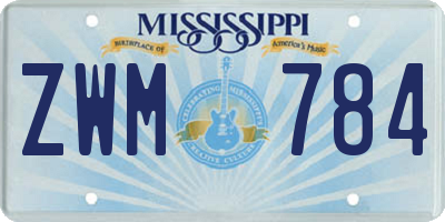 MS license plate ZWM784