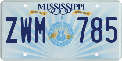MS license plate ZWM785