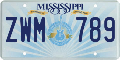MS license plate ZWM789