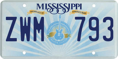 MS license plate ZWM793
