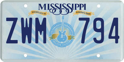 MS license plate ZWM794