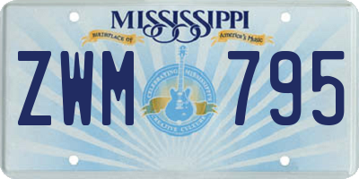 MS license plate ZWM795