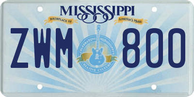 MS license plate ZWM800