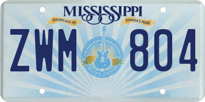 MS license plate ZWM804