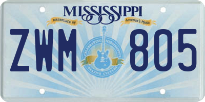MS license plate ZWM805
