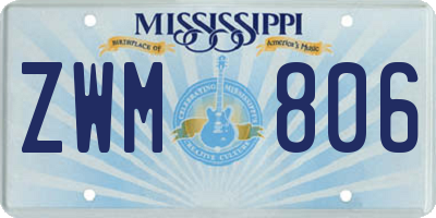 MS license plate ZWM806