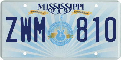 MS license plate ZWM810