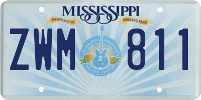 MS license plate ZWM811