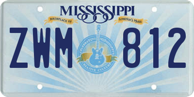 MS license plate ZWM812