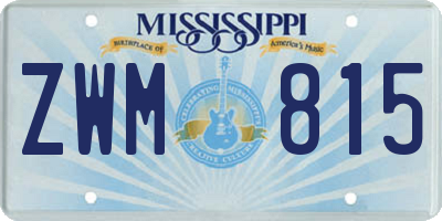 MS license plate ZWM815