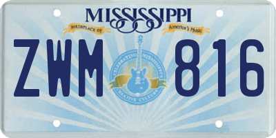 MS license plate ZWM816