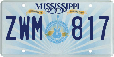 MS license plate ZWM817