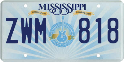 MS license plate ZWM818